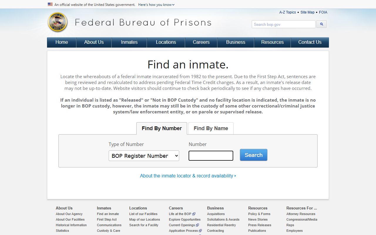 BOP inmate locator for Cimarron Facility federal custody search
