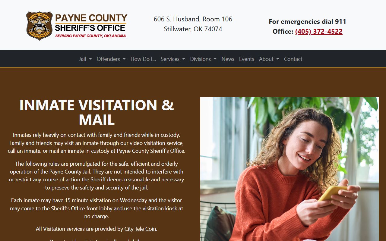 Payne County Detention Center visitation and inmate mail rules